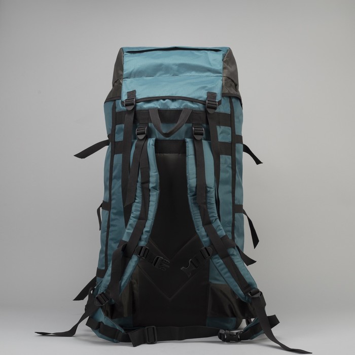 Рюкзак туристический "Урал", 75л, отдел на шнурке, 2 наружных кармана, цвет чёрный/зеленый