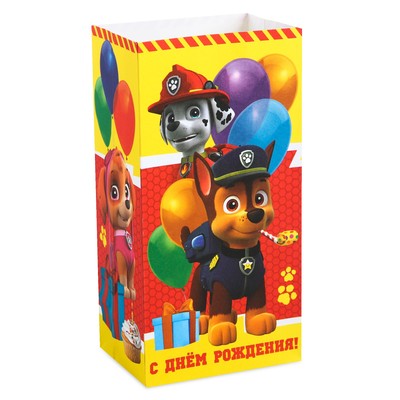 Щенячий патруль. Щенячий патруль. Пакет подарочный без ручек "С днем р-р-рождения!", 10х19,5х7 см