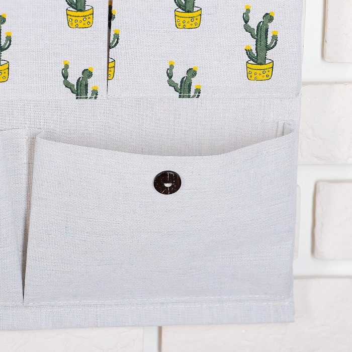 Органайзер с карманами подвесной "Кактус" 7 отделения 46,5х38 см, цвет серый