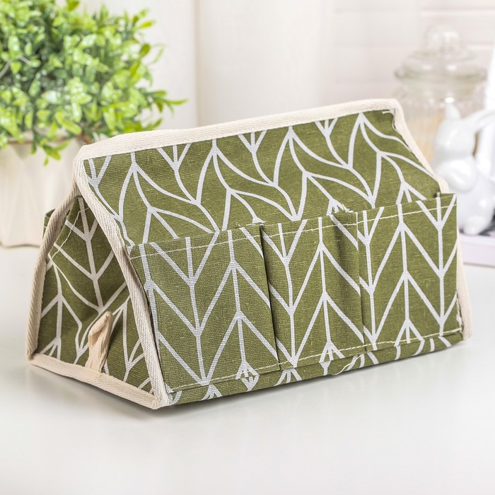 Бокс для мелочей &quot;Зигзаг&quot; 6 карманов, 25х16,5х16 см, цвет зелёный