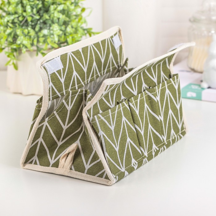 Бокс для мелочей "Зигзаг" 6 карманов, 25х16,5х16 см, цвет зелёный