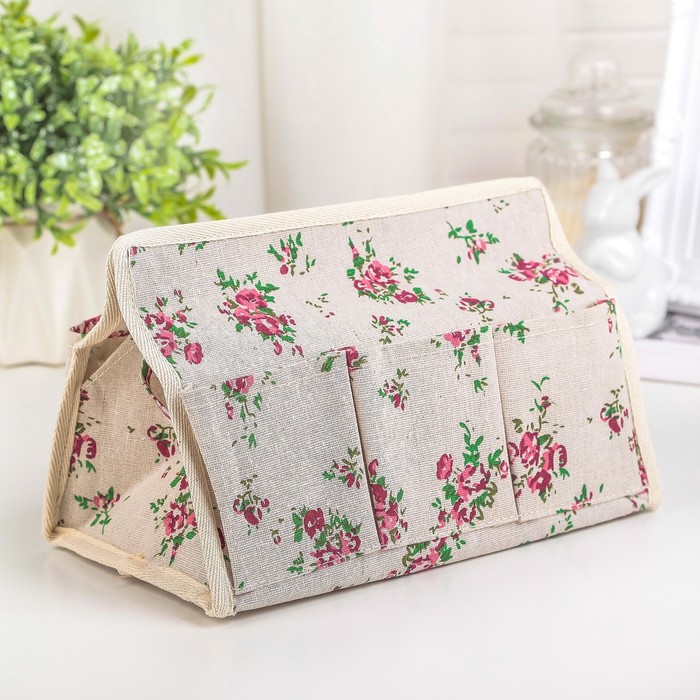 Бокс для мелочей &quot;Цветы&quot; 6 карманов, 25х16,5х16 см