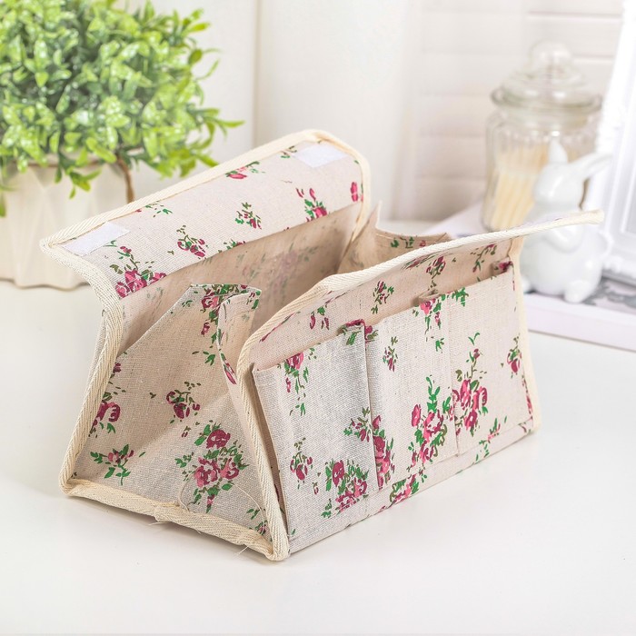 Бокс для мелочей "Цветы" 6 карманов, 25х16,5х16 см