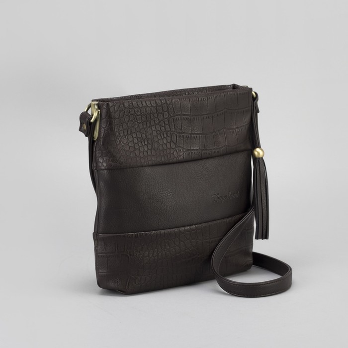 Сумка женская, отдел на молнии, наружный карман, регулируемый ремень, цвет коричневый