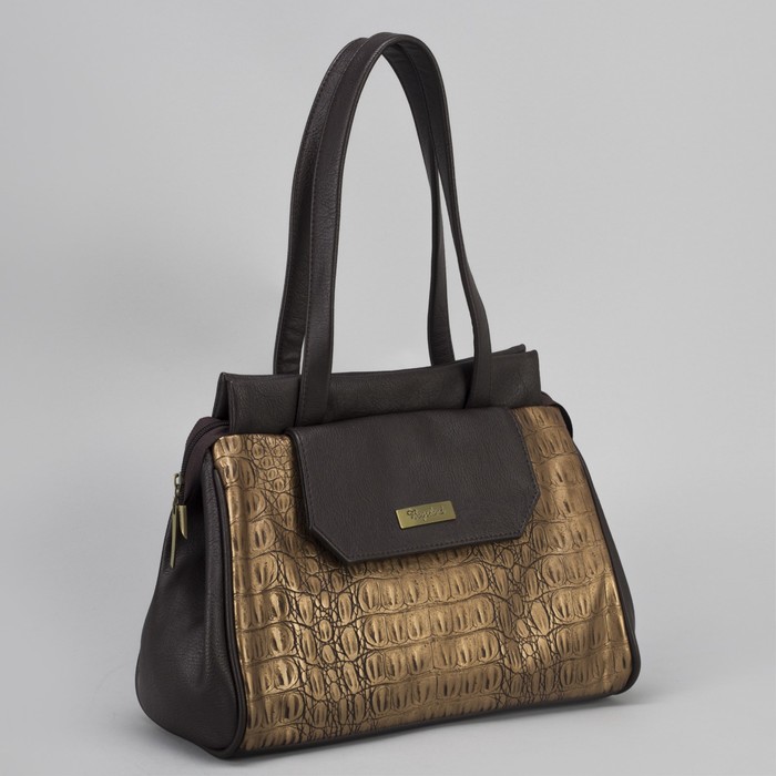 Сумка женская, отдел на молнии, наружный карман, цвет коричневый/бежевый