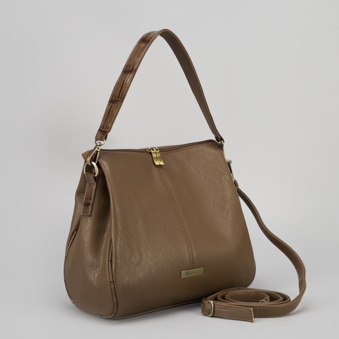 Сумка женская, отдел на молнии, наружный карман, цвет коричневый