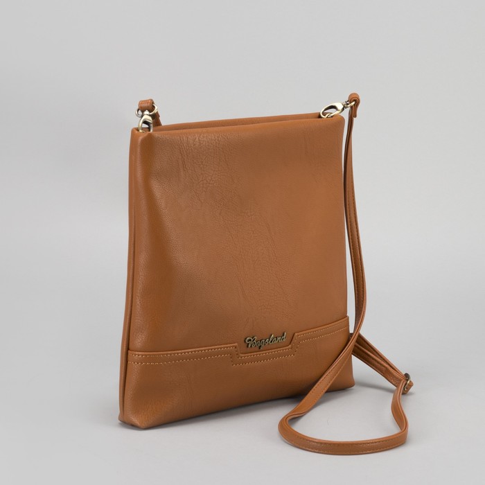 Сумка женская, отдел на молнии, наружный карман, длинный ремень, цвет рыжий