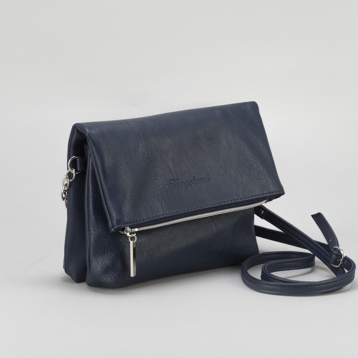 Сумка женская, отдел на молнии, длинный ремень, цвет синий