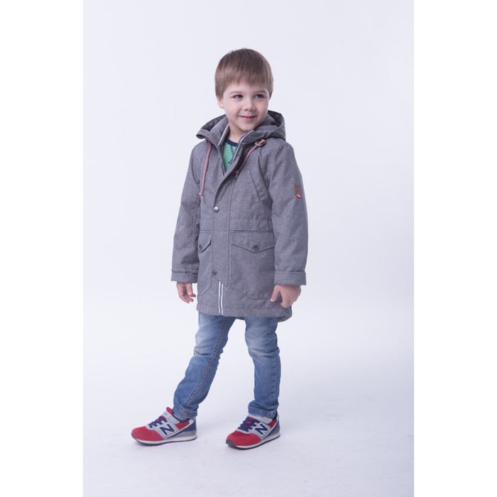 Парка для мальчика, рост 128 см, цвет серый