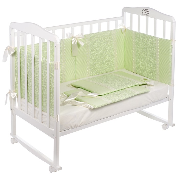 Бортики Fiore, 6 частей, высота 40 см, светло-зелёный, бязь