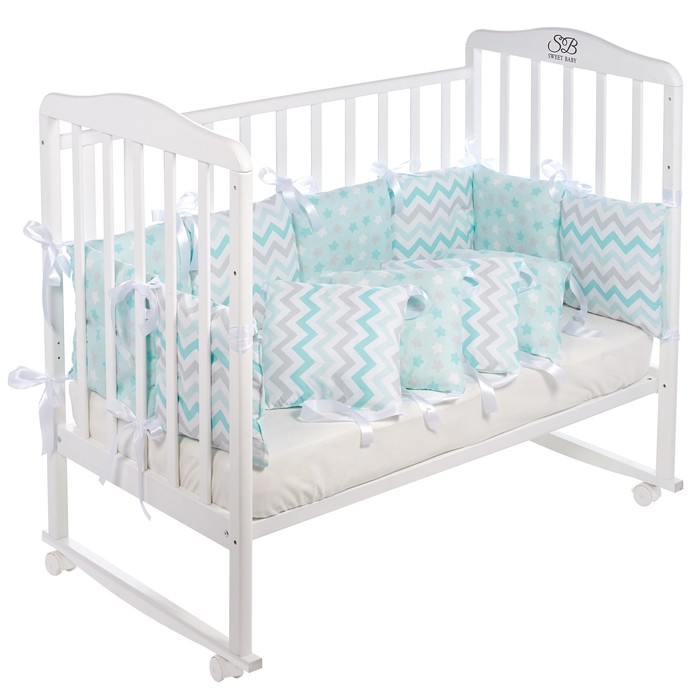 Бортики Colori, размер 30 х 30 см, 12 штук, голубой, бязь