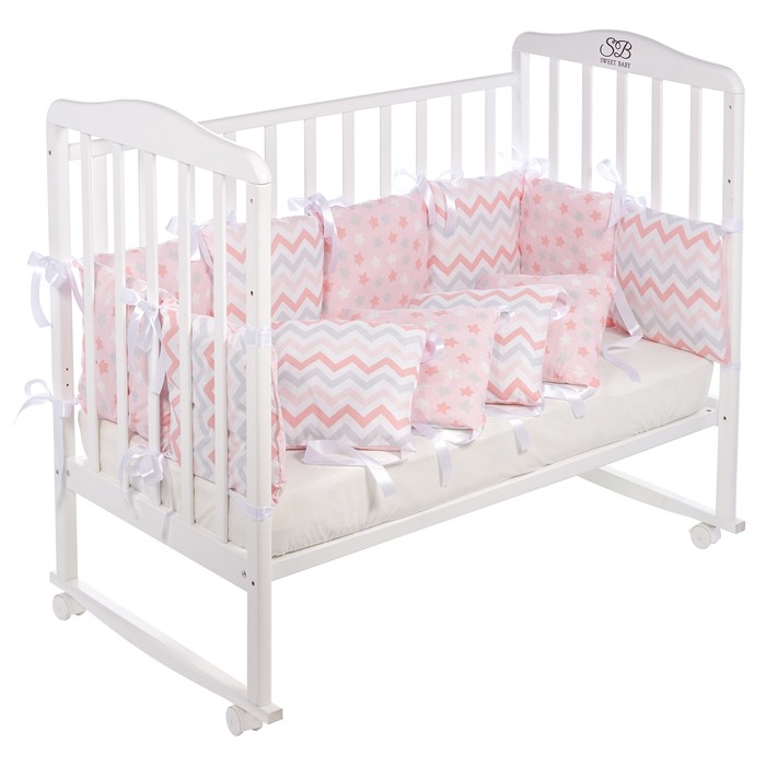 Бортики Colori, размер 30 х 30 см, 12 штук, розовый, бязь