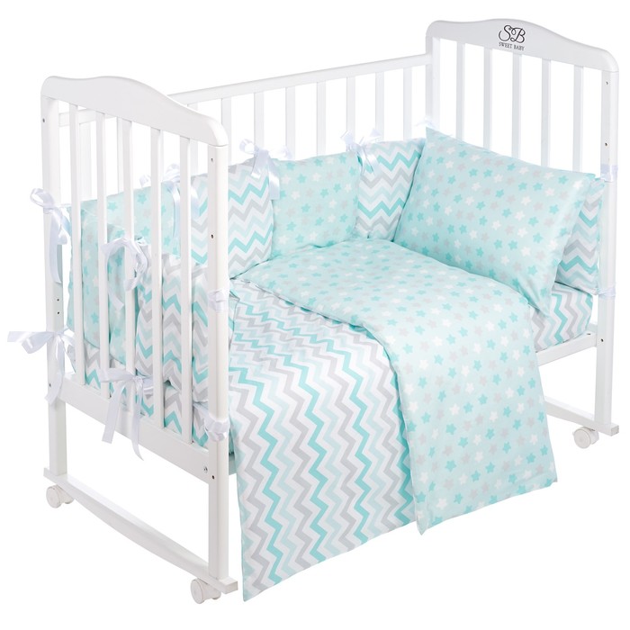 Комплект в кроватку Anastasia, 4 предмета, голубой, поплин