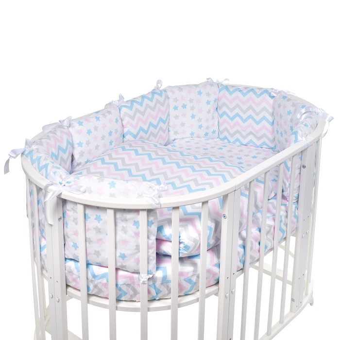 Комплект в овальную кроватку Lunedi, 5 предметов, белый, поплин