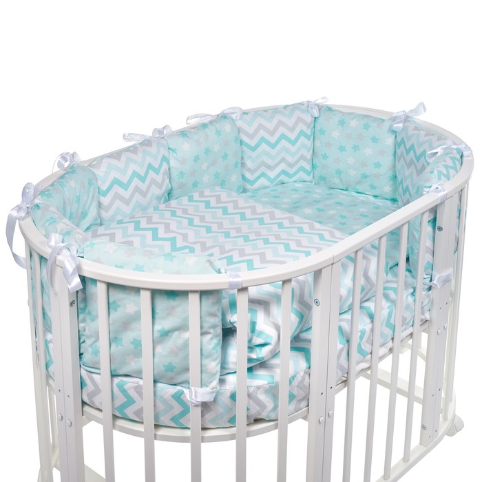 Комплект в овальную кроватку Lunedi, 5 предметов, голубой, поплин