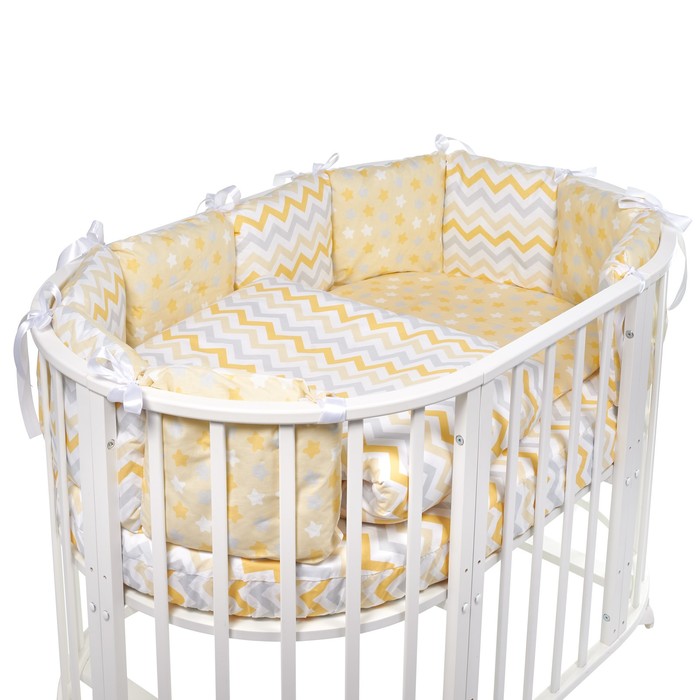Комплект в овальную кроватку Lunedi, 5 предметов, жёлтый, поплин
