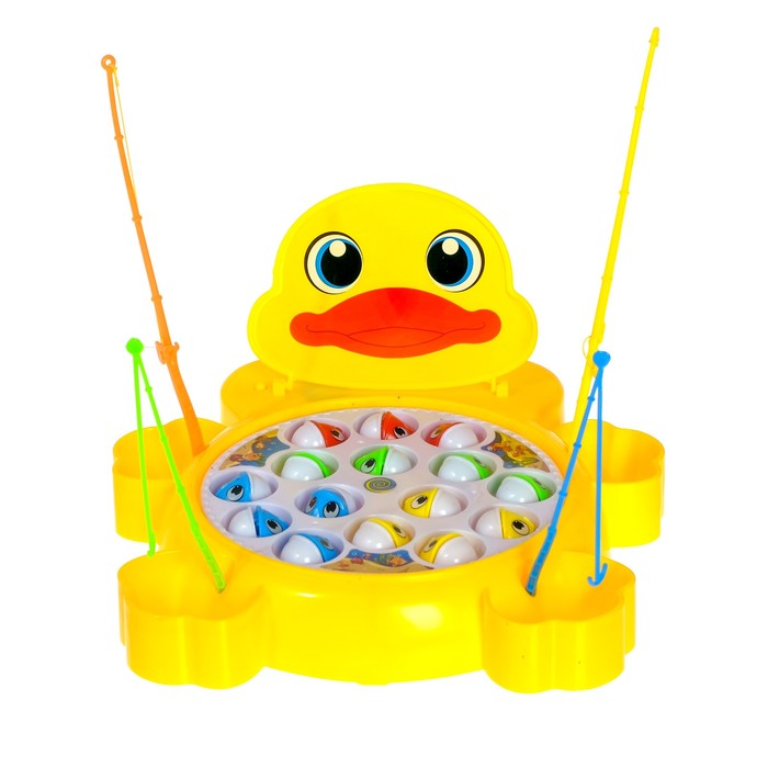 Рыбалка заводная "Утёнок", 15 рыбок, 4 удочки
