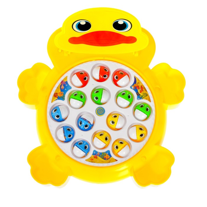 Рыбалка заводная "Утёнок", 15 рыбок, 4 удочки