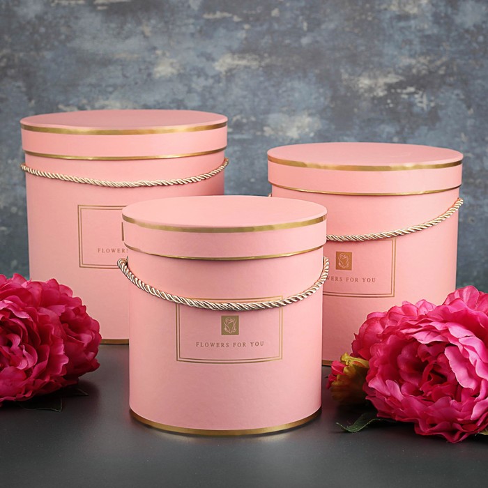 Набор коробок 3в1, розовый, 22 х 22 х 22,5 - 17,5 х 17,5 х 17,5 см