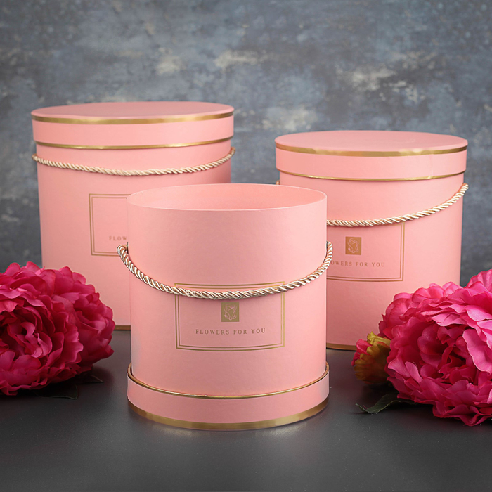 Набор коробок 3в1, розовый, 22 х 22 х 22,5 - 17,5 х 17,5 х 17,5 см