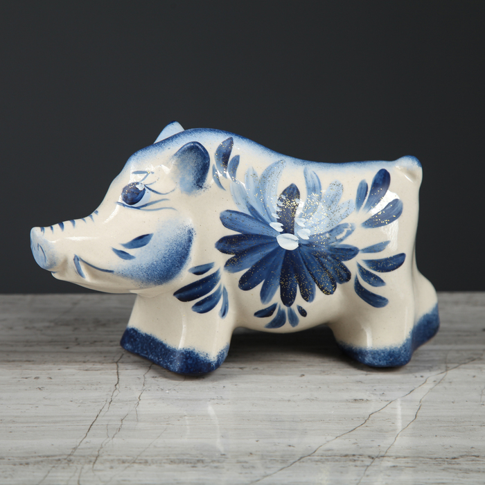 Копилка "Кабанчик" большой гжель 18*11 см