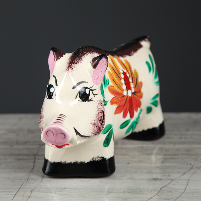 Копилка "Кабанчик" большой цветы 18*11 см