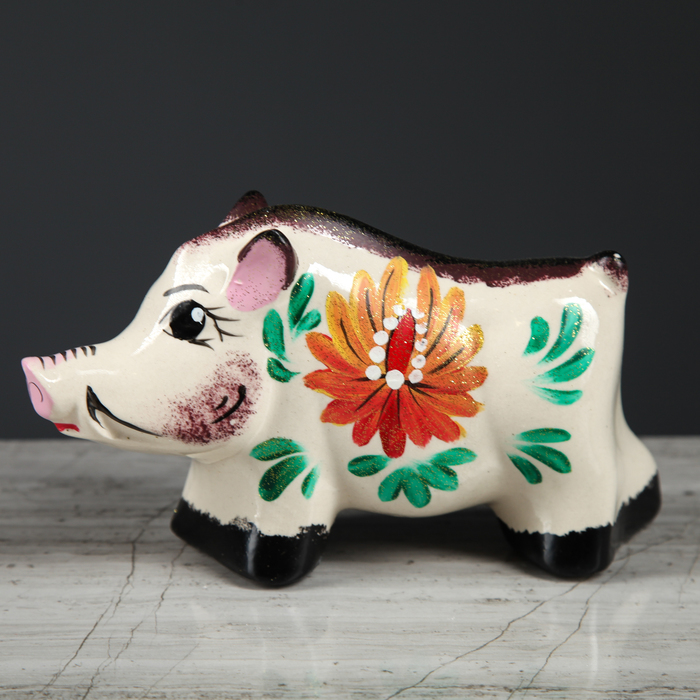 Копилка "Кабанчик" большой цветы 18*11 см