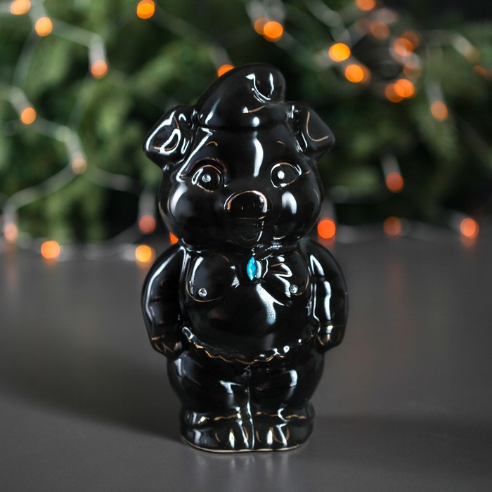 Копилка "Свинка Малыш" чёрный глянец