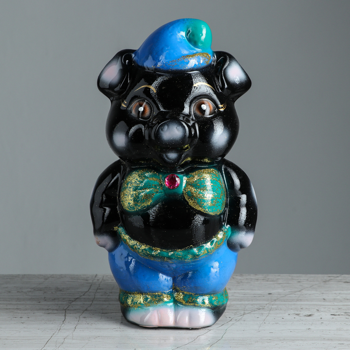 Копилка "Свинка Малыш" чёрный глянец