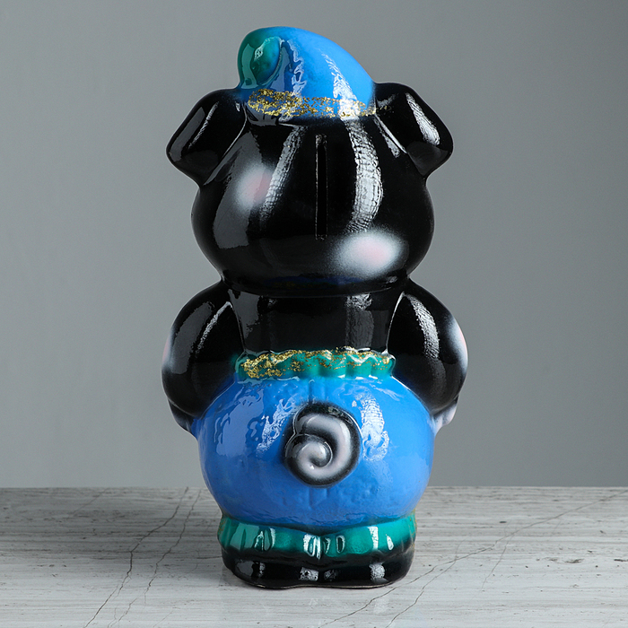 Копилка "Свинка Малыш" чёрный глянец