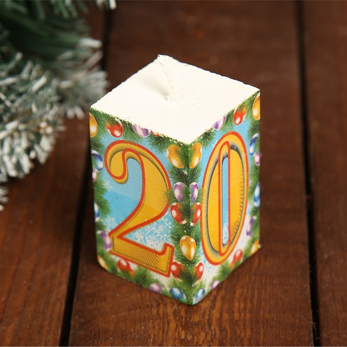 Свеча "Новогодняя 2019" жёлтая, 6х3,5см