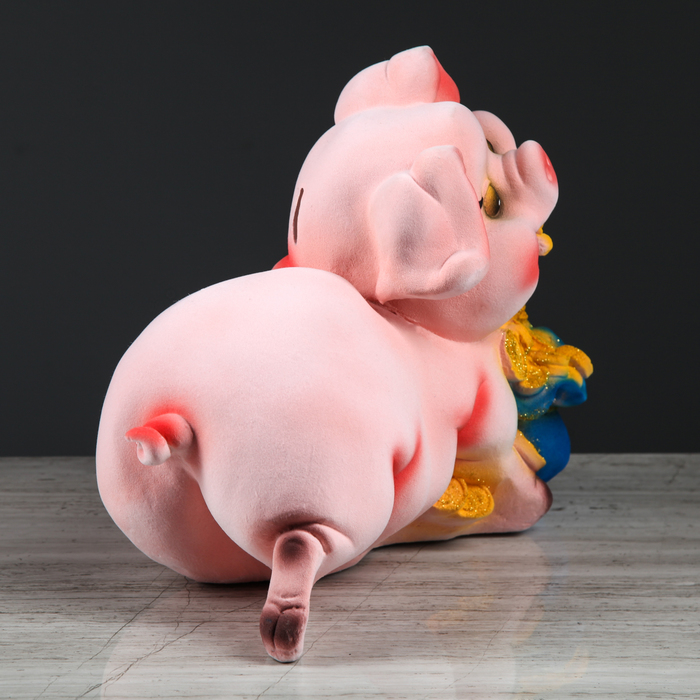 Копилка "Свинья с мешком" флок, микс