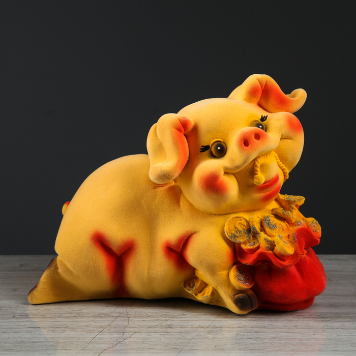 Копилка "Свинья с мешком" флок, микс