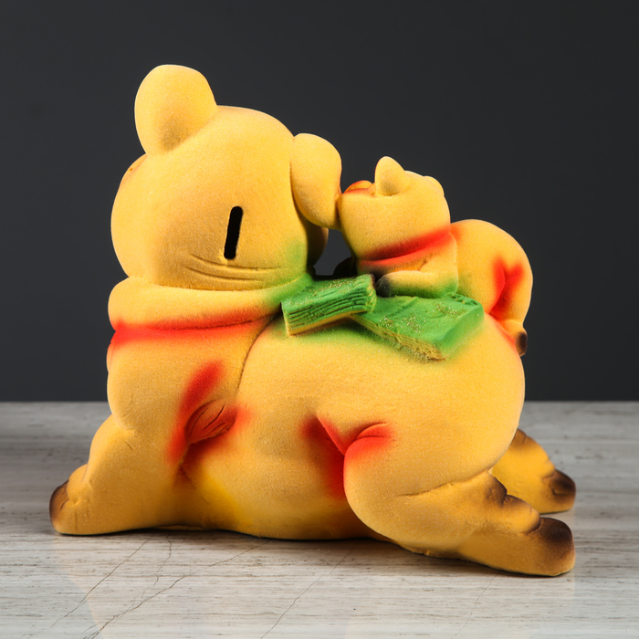 Копилка "Свинья с долларом лежит" флок, микс