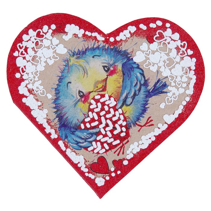 Валентинка &quot;Птичка&quot;, с сердечком, крафт бумага