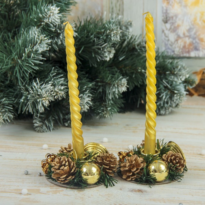 Новогодние свечи с подсвечником "Мерцание" (набор 4 шт) 5*15*21 см Уценка