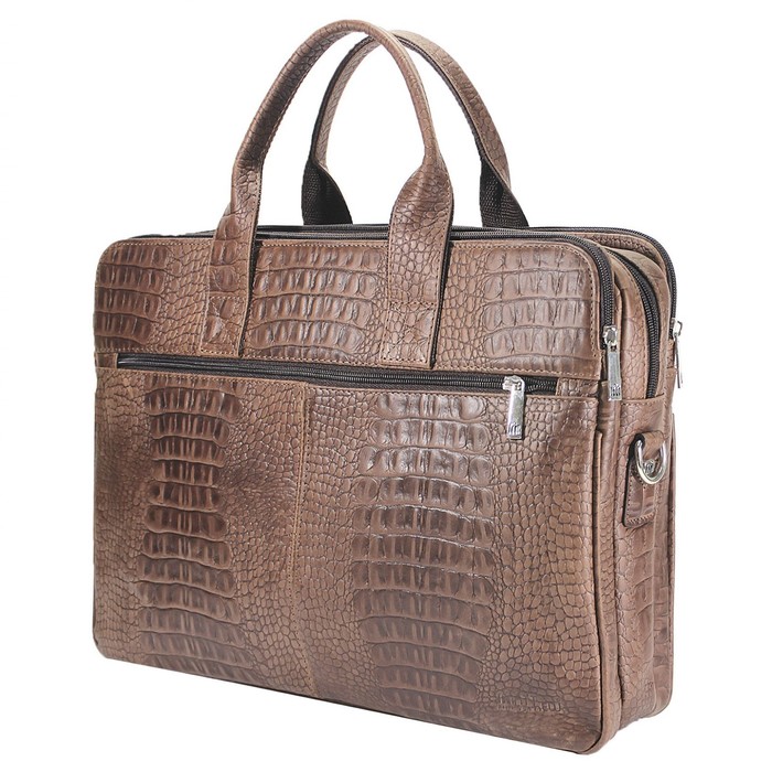 Сумка мужская, наружный карман, размер 41х29х9 см, цвет коричневый кайман