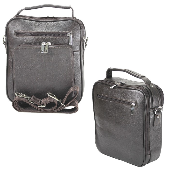 Сумка мужская, наружный карман, размер 22х29х10 см, цвет коричневый буфало