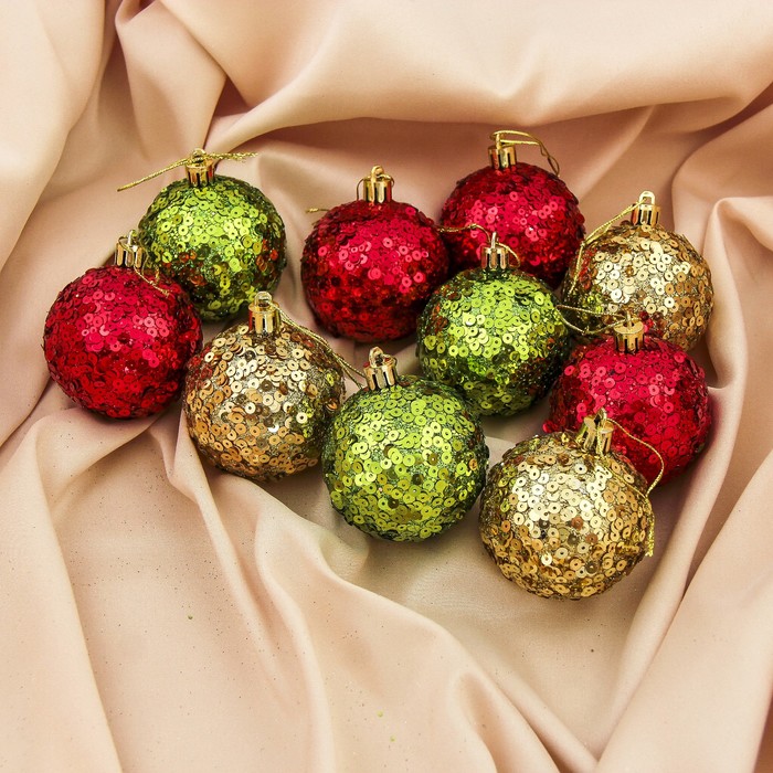 Набор шаров пластик d-6 см 10 шт "Ностальгия" микс