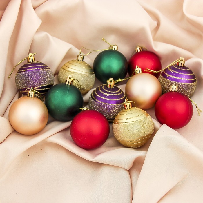 Набор шаров пластик d-6 см 12 шт "Совершенство" микс