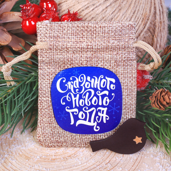 Значок деревянный в мешочке "Птица"