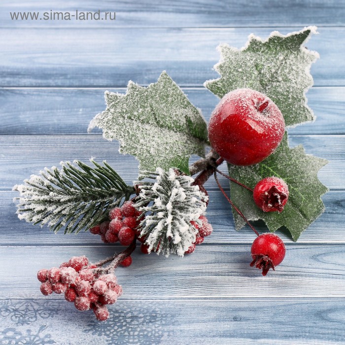 Декор Зимние грезы яблоко калина красная, 20 см декор зимние грезы калина красная ягодки в снегу 24 см