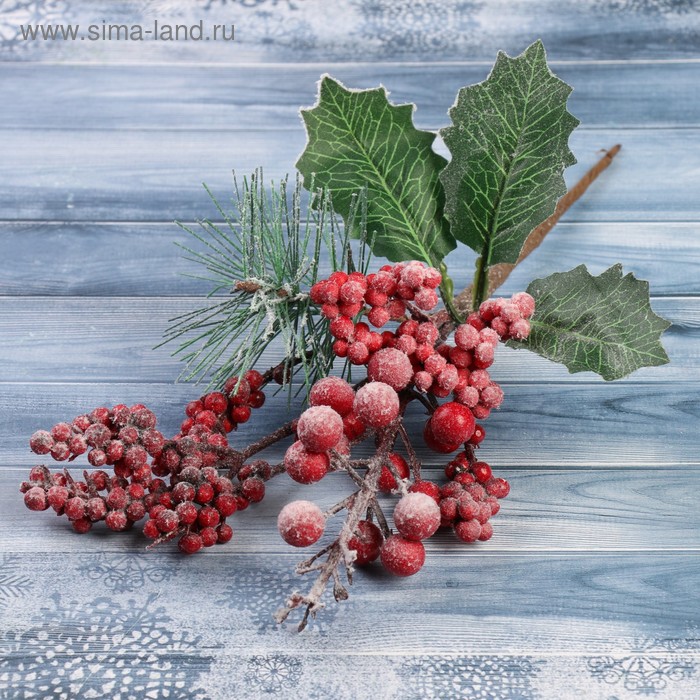матлин в красная камелия в снегу Декор Зимние грезы калина красная ягодки в снегу, 24 см