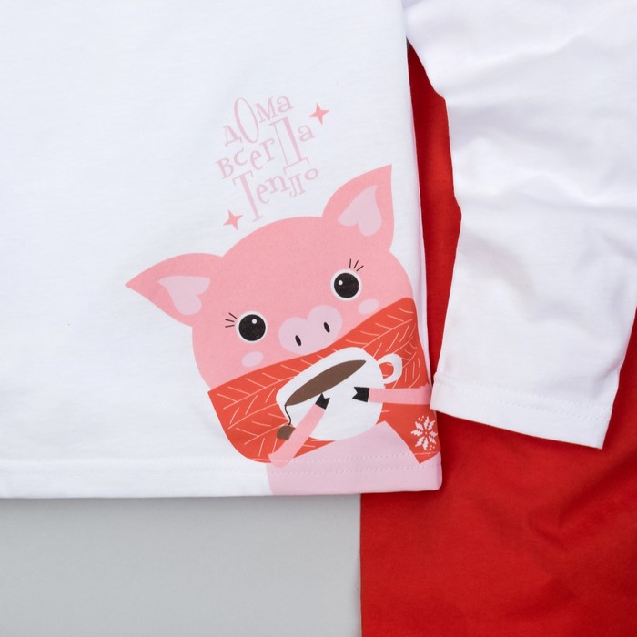 Костюм (джемпер, брюки) KAFTAN "Дома всегда тепло", бел., красный, р. 98-104 см (30)