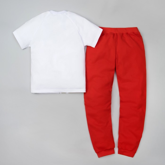 Костюм (джемпер, брюки) KAFTAN "Навстречу приключениям", бел., красный, р. 122-128 см (34)