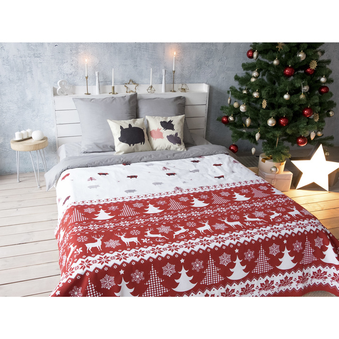 Постельное бельё "Этель" евро Winter pig 200*215 см, 220*240 см, 70*70 см - 2 шт, поплин