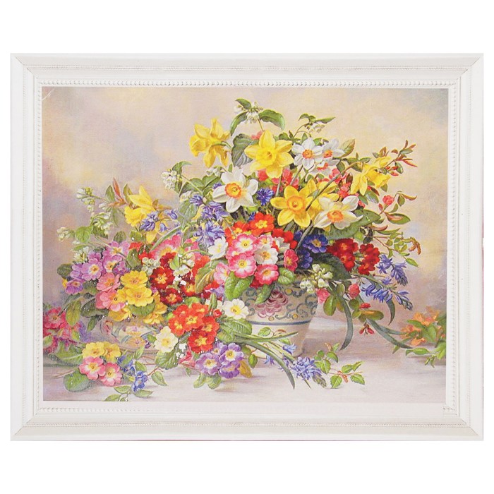 Роспись по холсту "Дивный букет" по номерам с красками по 3 мл+ кисти+инстр+крепеж 30*40