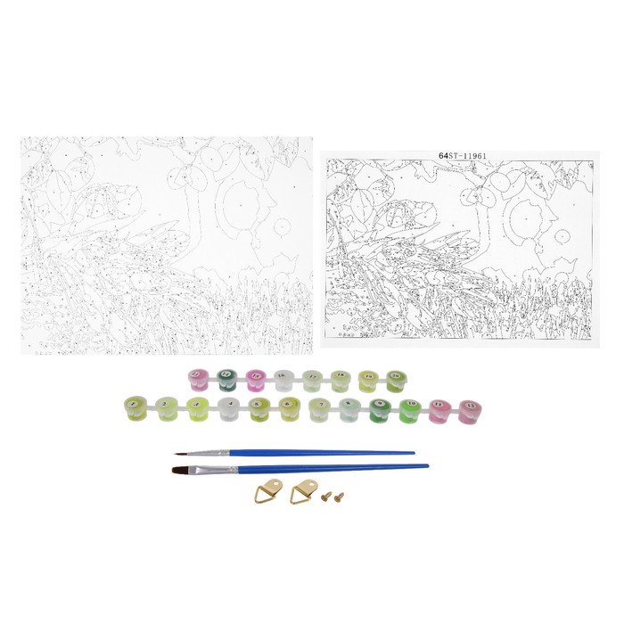 Роспись по холсту "Тюльпаны в корзине" по номерам с краск по 3 мл+ кисти+инстр+крепеж 30*40