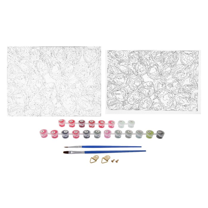 Роспись по холсту "Тюльпаны розовые" по номерам с краск по 3 мл+ кисти+инстр+крепеж 30*40