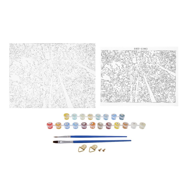 Роспись по холсту "Крона" по номерам с красками по 3 мл+ кисти+инстр+крепеж 30*40